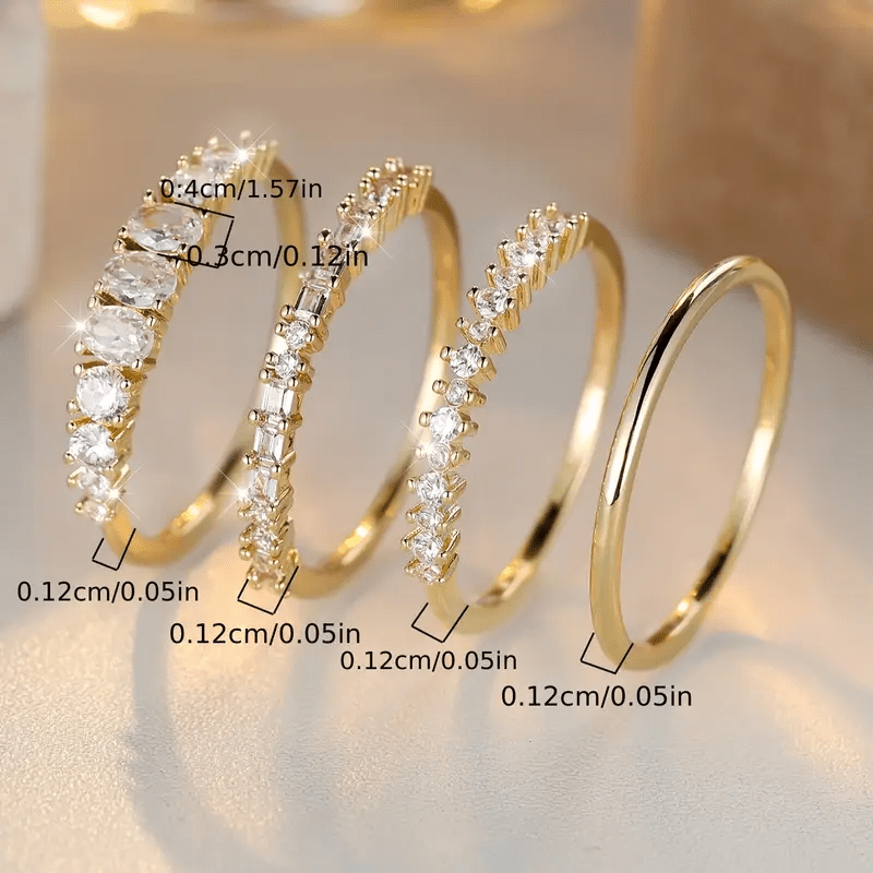 Anna™ | Elegante Anello in Zirconia Dorata 14K