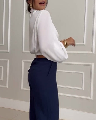 Blusa Donna Elegante con Maniche a Lanterna