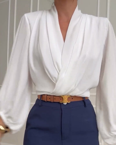 Blusa Donna Elegante con Maniche a Lanterna