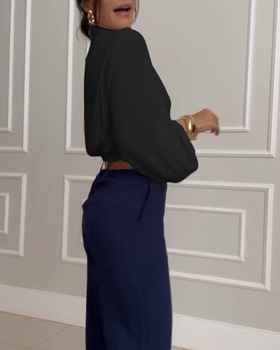 Blusa Donna Elegante con Maniche a Lanterna