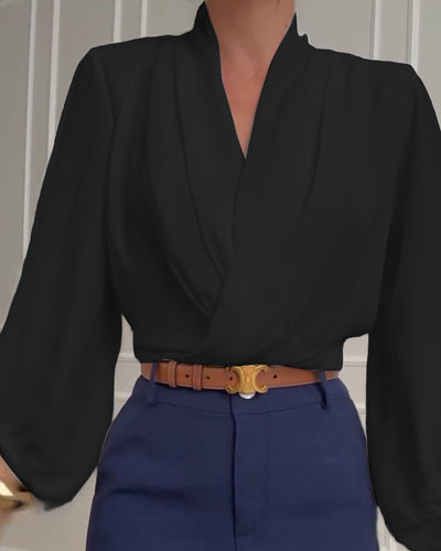 Blusa Donna Elegante con Maniche a Lanterna