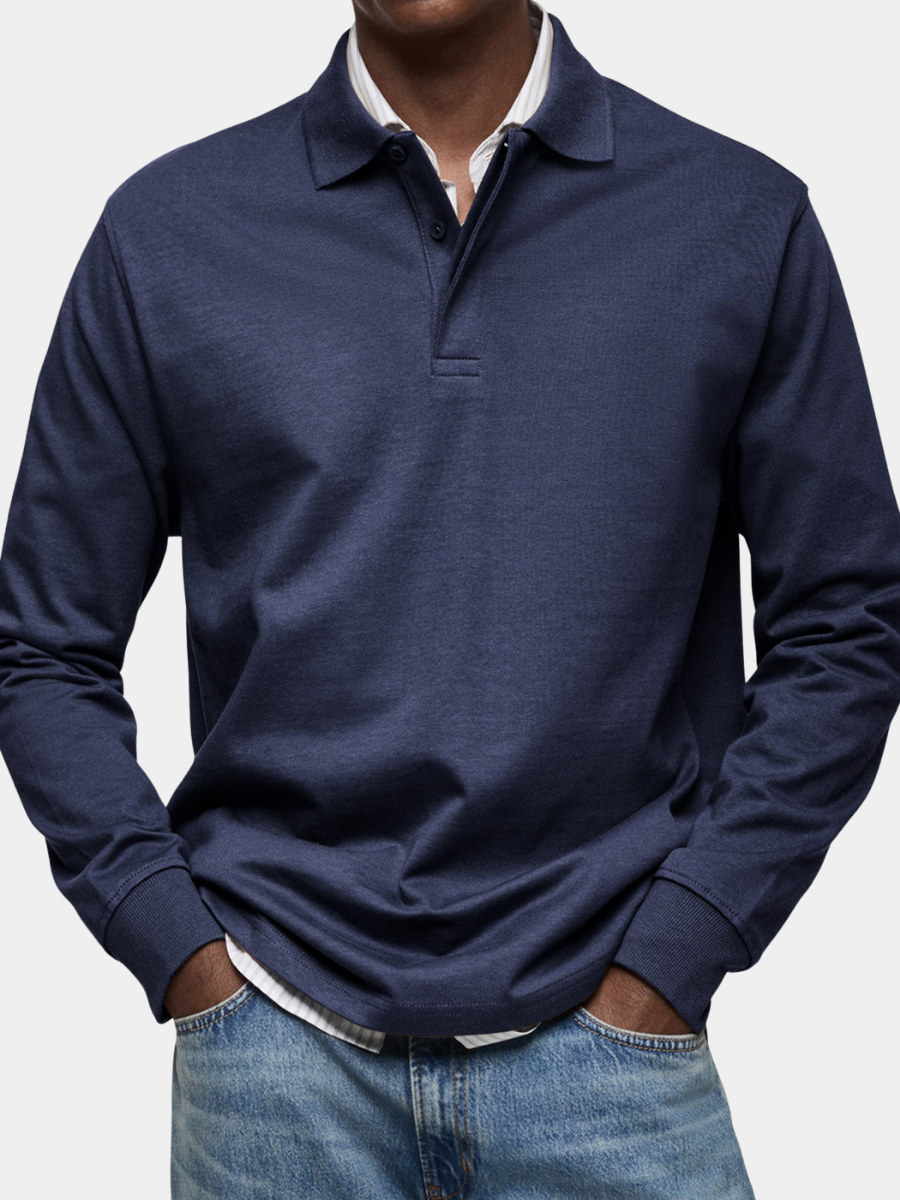 Elegante Polo Uomo con Maniche Lunghe - Stile Classico