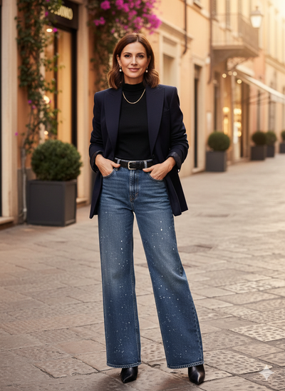 Sofia™ | Jeans Donna Dritti Americani con Design Primaverile