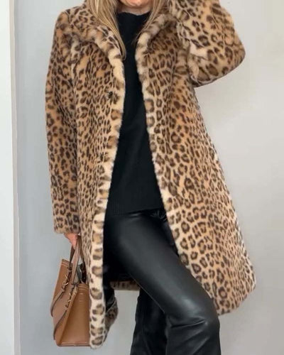Giulia™ | Cappotto Donna Lungo Morbido con Stampa Leopardata 0