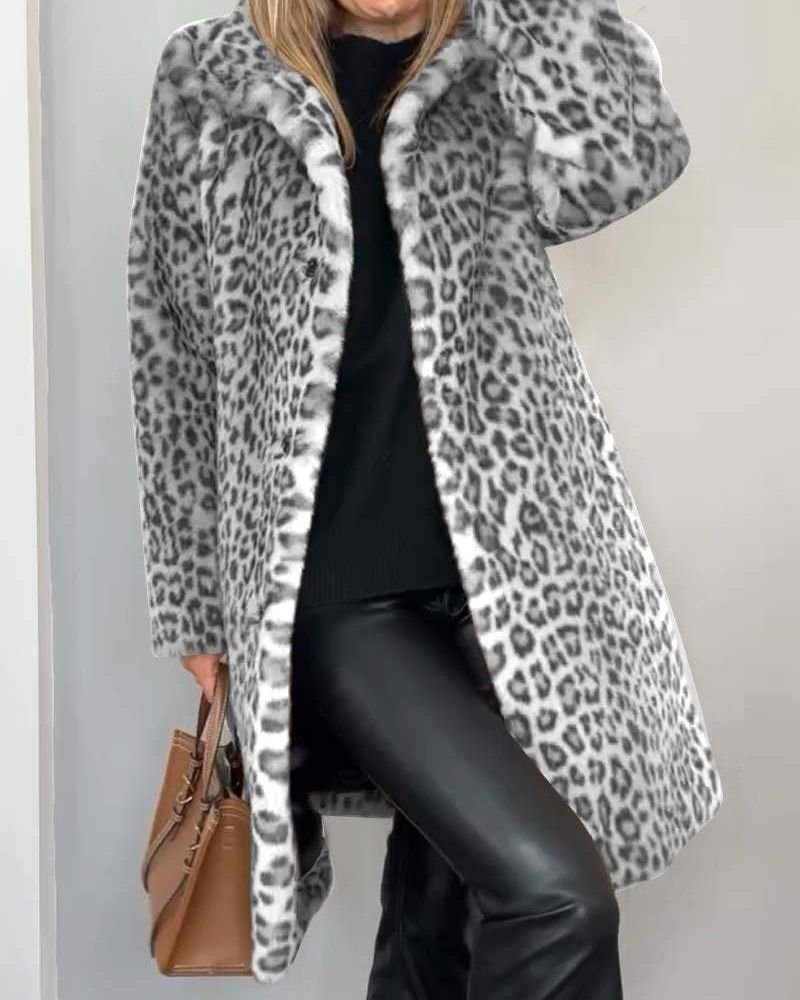 Giulia™ | Cappotto Donna Lungo Morbido con Stampa Leopardata 3