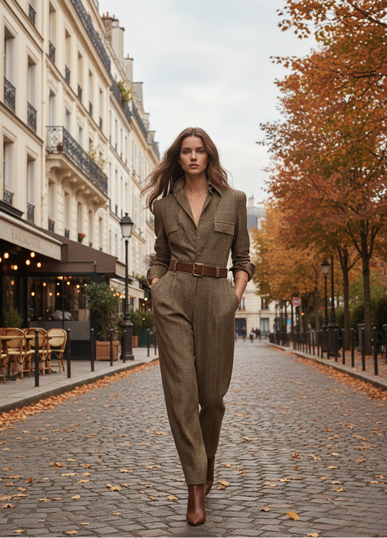 Giulia™ | Tuta Elegante Donna a Quadri in Cotone Elastico 1