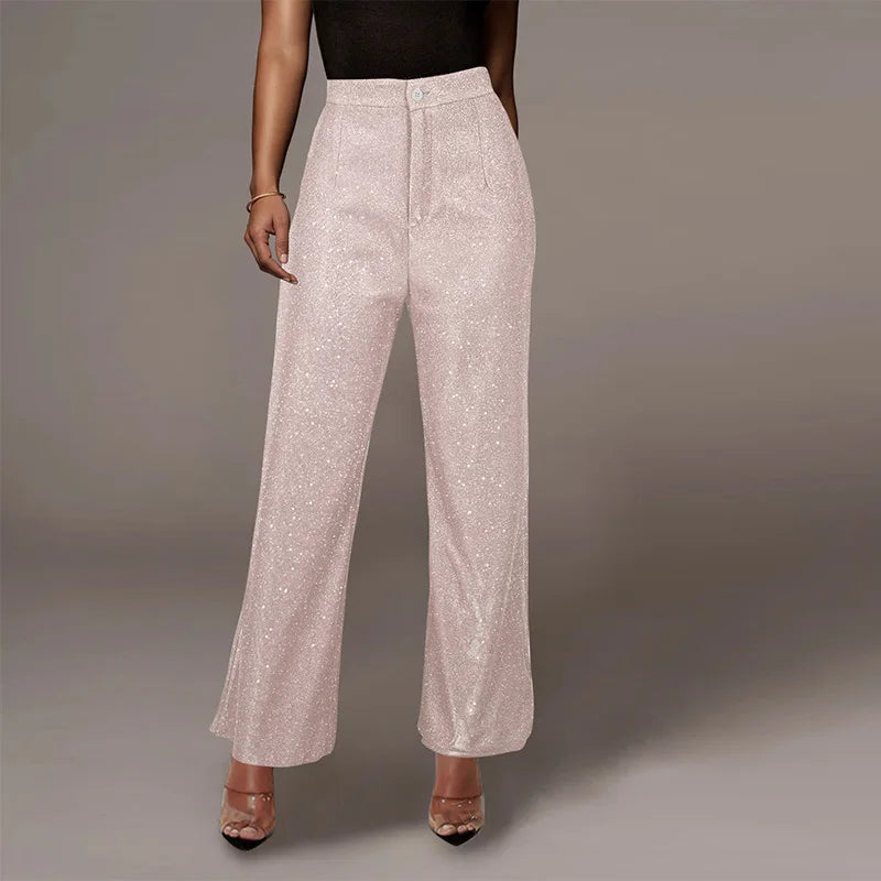 Pantaloni Donna | Vintage con Paillettes e Gamba Larga