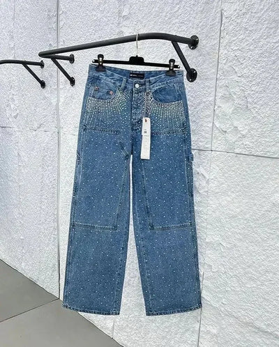 Pantaloni Larghi Donna | Jeans Larghi con Paillettes