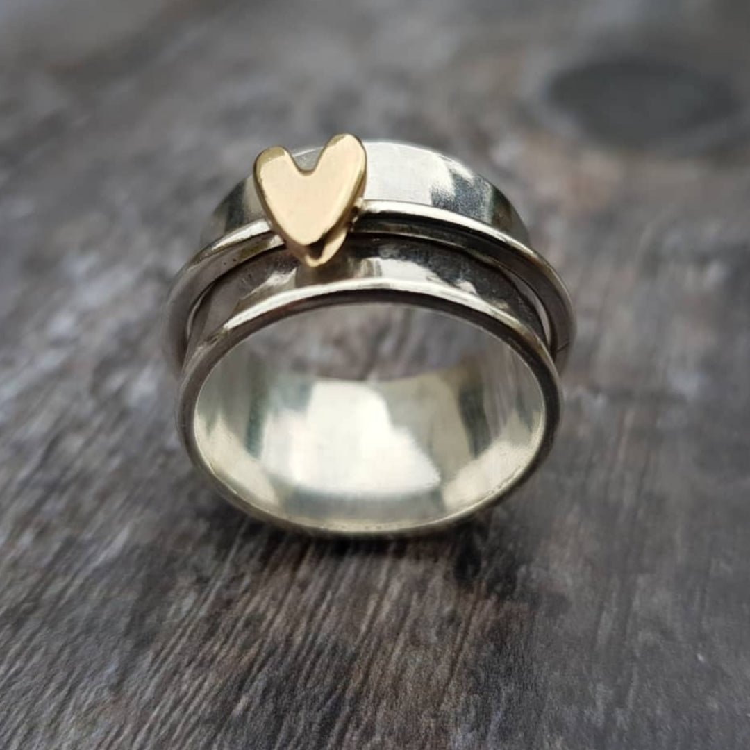 Sofia™ | Anello d'Argento con Cuore Dorato