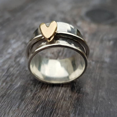 Sofia™ | Anello d'Argento con Cuore Dorato