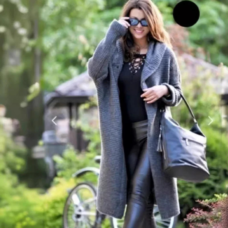 Sofia™ | Cardigan Lungo Donna Elegante con Cappuccio