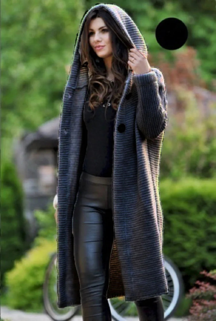 Sofia™ | Cardigan Lungo Donna Elegante con Cappuccio