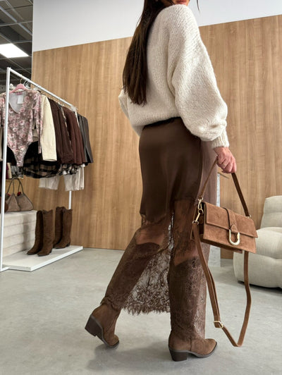 Sofia™ | Gonne Lunghe Eleganti in Raso con Pizzo Floreale 3