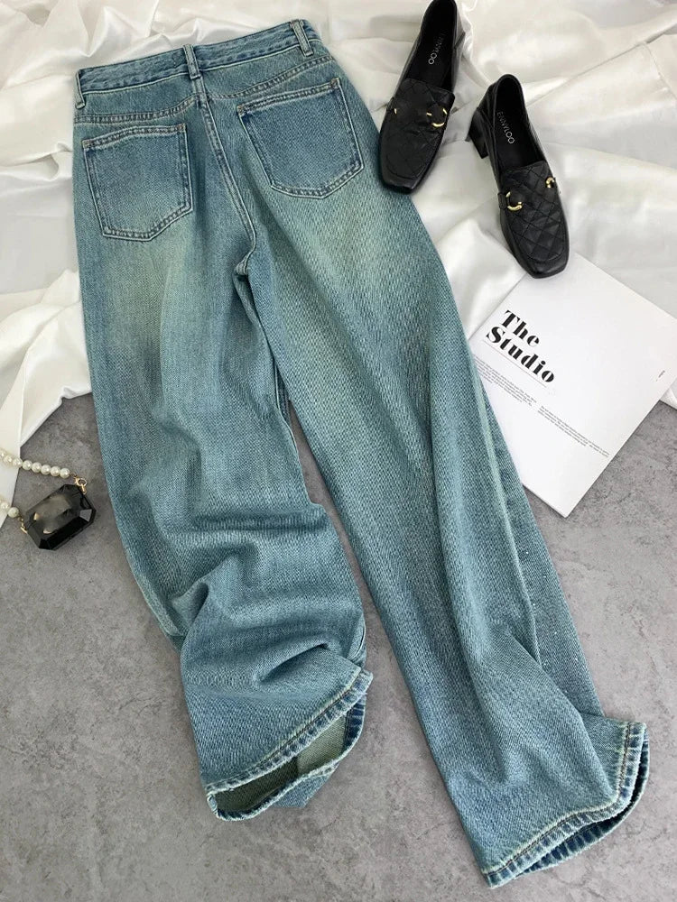 Sofia™ | Jeans Donna Eleganti con Strass e Gamba Larga