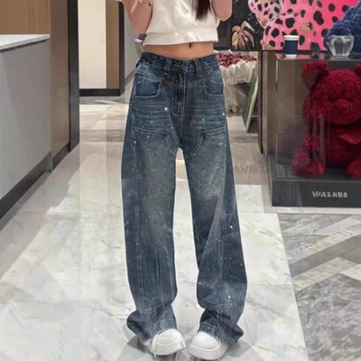 Sofia™ | Jeans a Gamba Larga con Strass Eleganti