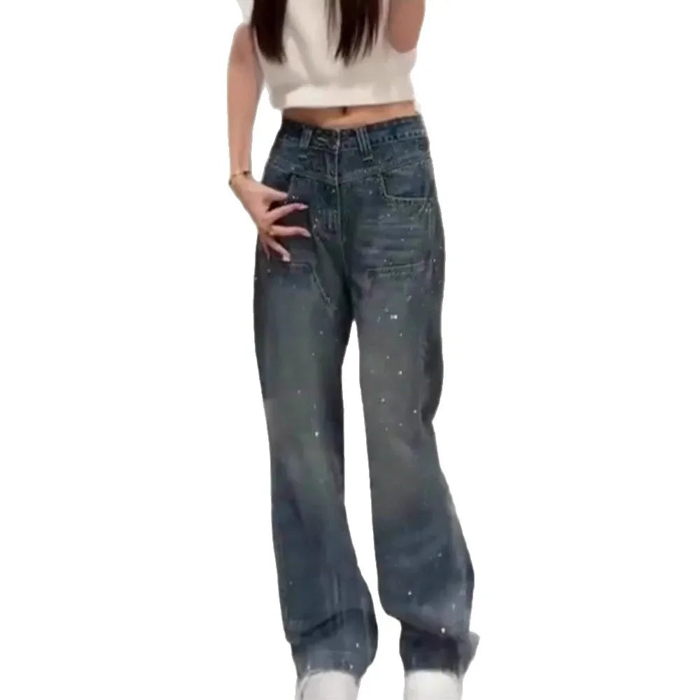 Sofia™ | Jeans a Gamba Larga con Strass Eleganti