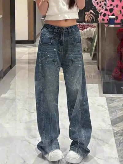 Sofia™ | Jeans a Gamba Larga con Strass Eleganti