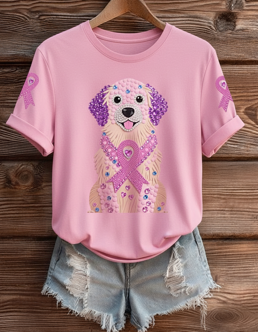 Sofia™ | Maglietta Donna Elegante con Ricamo in Rosa Tenue 0