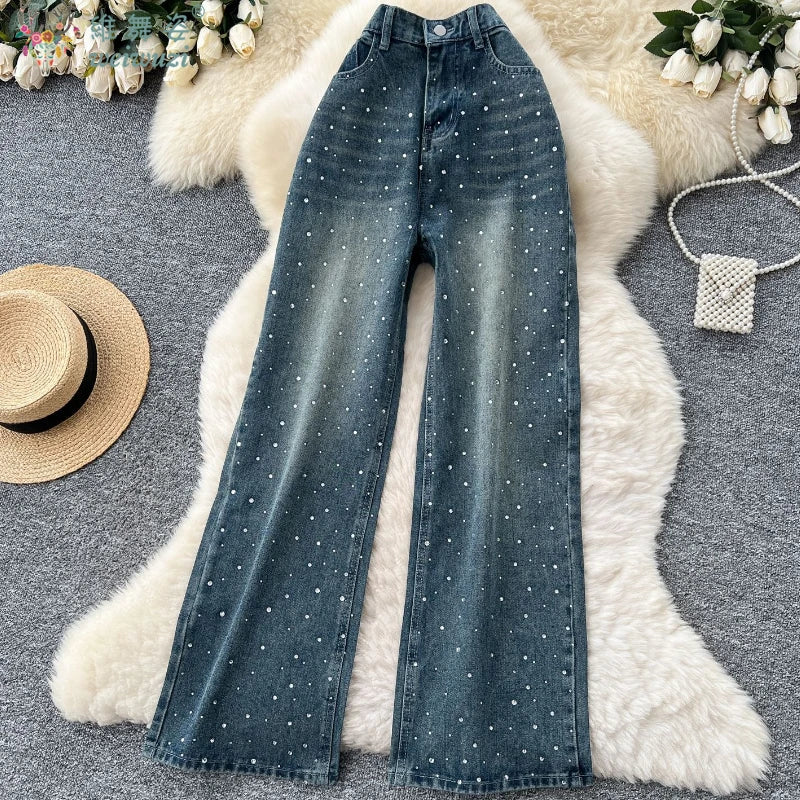 Sofia™ | Pantaloni Donna in Denim a Gamba Larga Eleganti