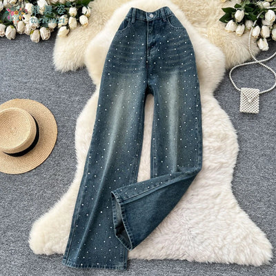 Sofia™ | Pantaloni Donna in Denim a Gamba Larga Eleganti