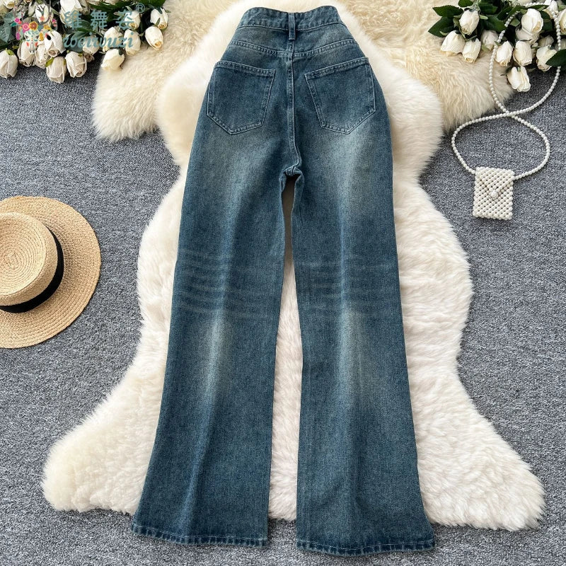 Sofia™ | Pantaloni Donna in Denim a Gamba Larga Eleganti