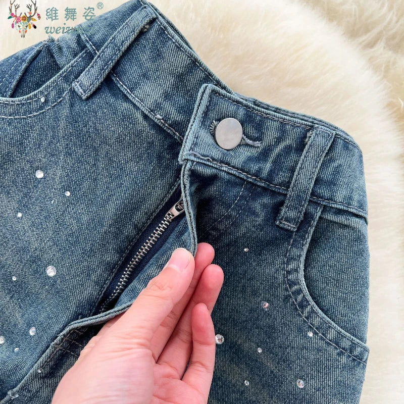 Sofia™ | Pantaloni Donna in Denim a Gamba Larga Eleganti