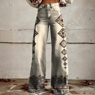 Sofia™ | Pantaloni Vintage Eleganti con Stampa Unica 0