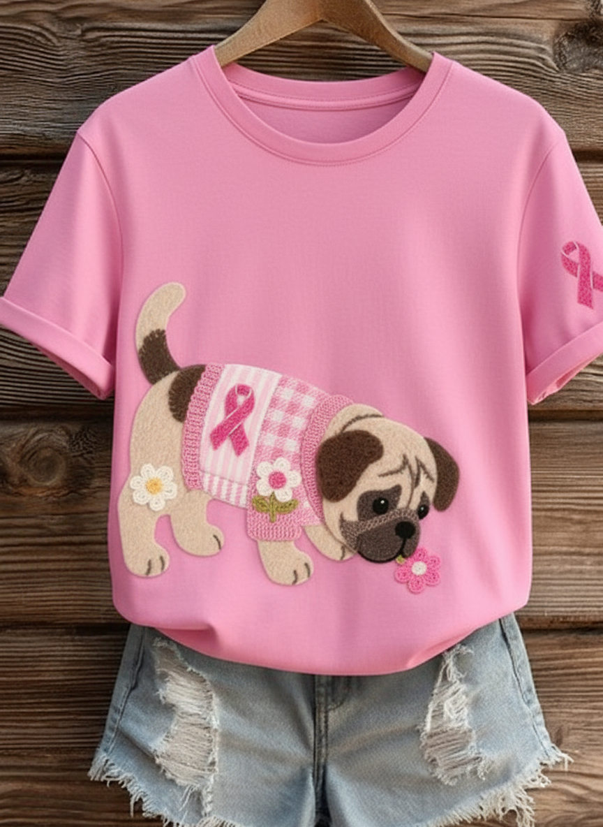 Sofia™ | T-Shirt Elegante Uomo con Ricamo di Carlino 0